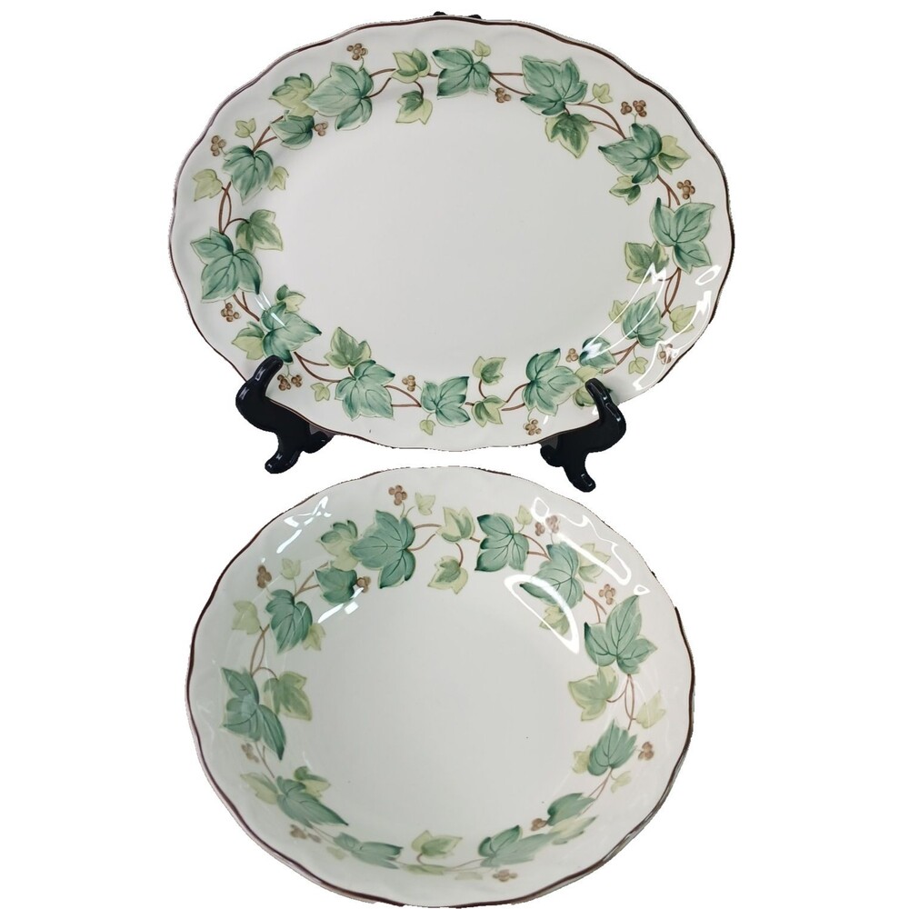 Nikko Greenwood Platter and Vegetable Bowl Set Casual Living IVY Berries Vintage